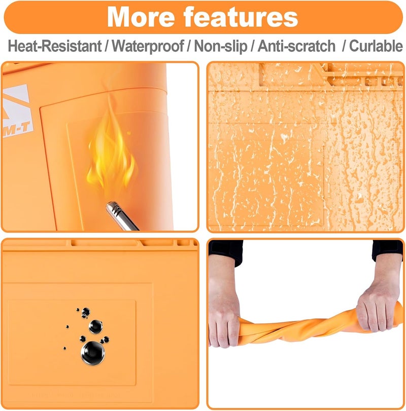 MT Premium Heat Resistant 932°F Silicone Soldering Mat, 17.7 "x 11.8" Anti Static Magnetic Electronic Repair Work Mat for Soldering, Computer Cellphone, BGA Soldering Gun Iron Workbench Protection - Image 2